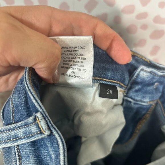 Flying Monkey Women’s Jeans 24 Waist Mid Rise‎ Ankle Skinny Distressed Raw Hem 0 - Picture 5 of 10